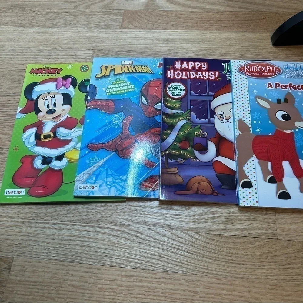 Christmas Coloring Activity Book Bundle NEW Disney Mickey Minnie Spiderman